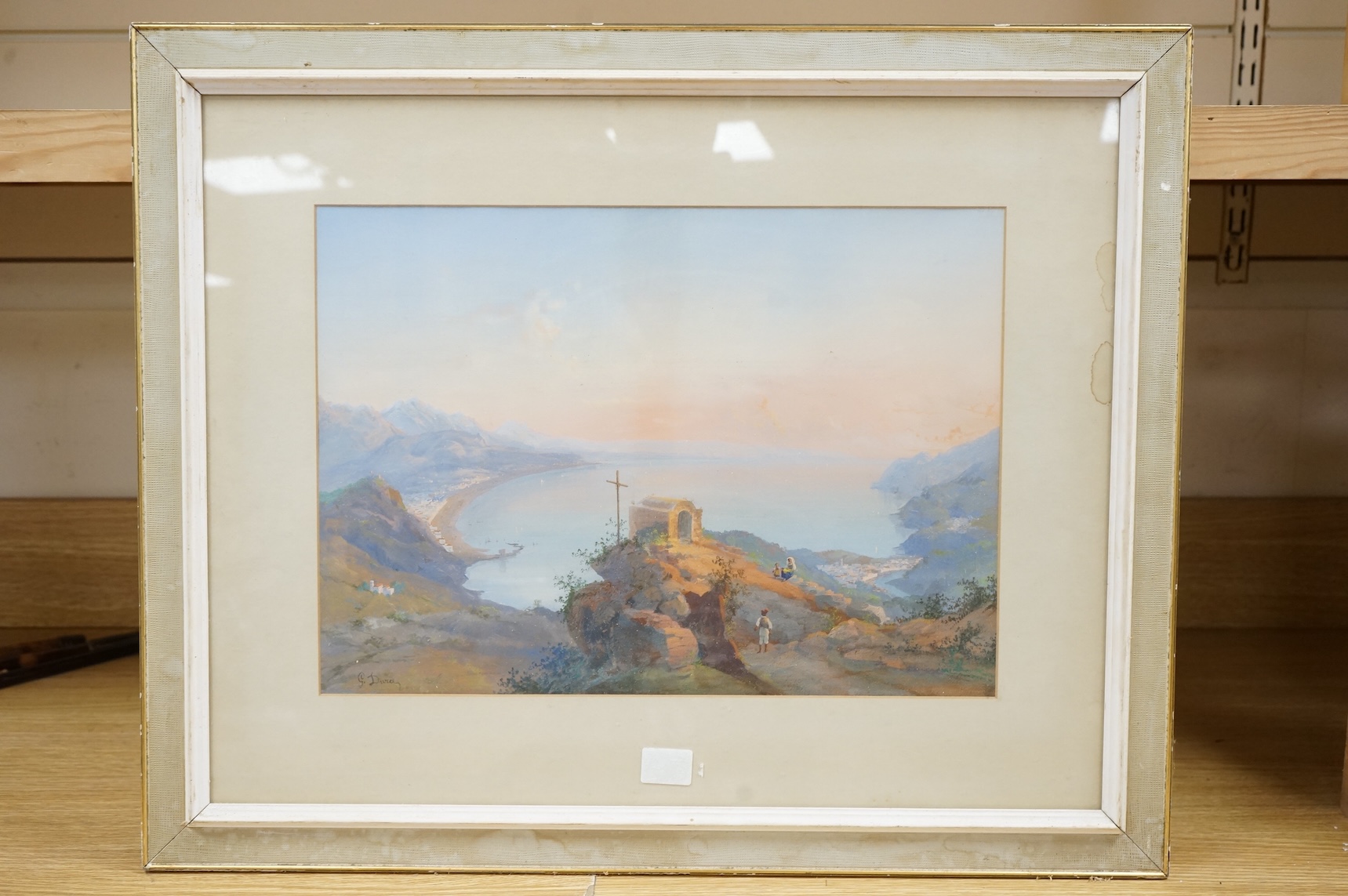 Gaetano Dura (1805–1878), ‘Gulf of Salerno’, signed, gouache, 30 x 41cm